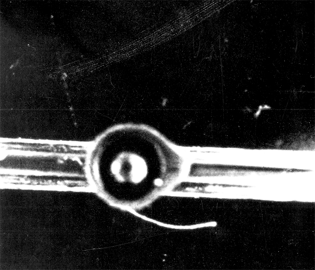 Cloud chamber track of muon discovery